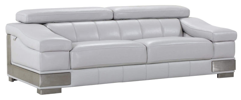 Sofas Sofa Set - 92" Lovely Light Grey Leather Sofa HomeRoots