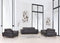 Sofas Sofa Set - 93" Tasteful Dark Grey Leather Sofa Set HomeRoots