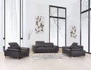 Sofas Sofa Set - 93" Tasteful Dark Grey Leather Sofa Set HomeRoots