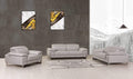 Sofas Sofa Set - 93" Tasteful Light Grey Leather Sofa Set HomeRoots