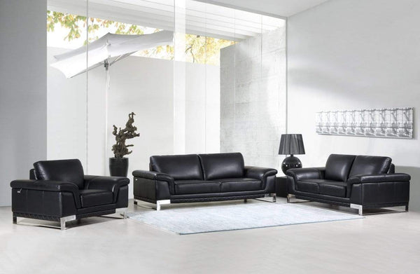 Sofas Sofa Set - 96" Lovely Black Leather Sofa Set HomeRoots