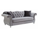 Sofas Sofa With Crystal Button Tufting, Silver Benzara