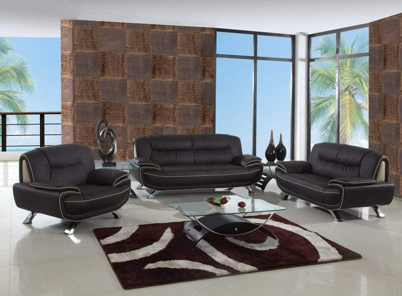 Sofas Sofas - 110" Sleek Brown Sofa Set HomeRoots