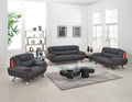 Sofas Sofas - 115" Sleek Black Leather Sofa Set HomeRoots