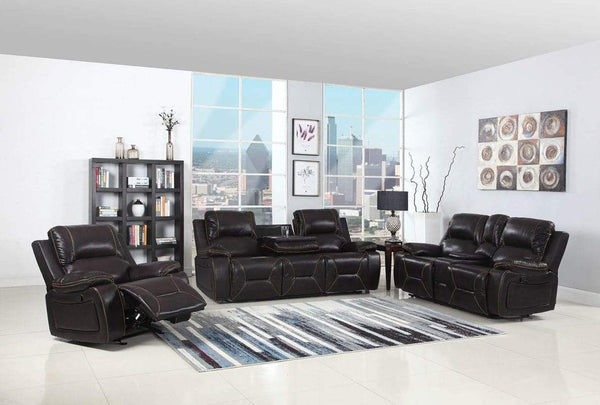 Sofas Sofas - 124" Classy Brown Leather Sofa Set HomeRoots