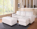 Trendy Sectional Sofa With Ottoman, 3 Piece Set, White