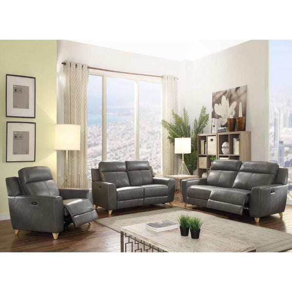 Urbane Sofa (Power Motion), Gray Leather-Aired Match