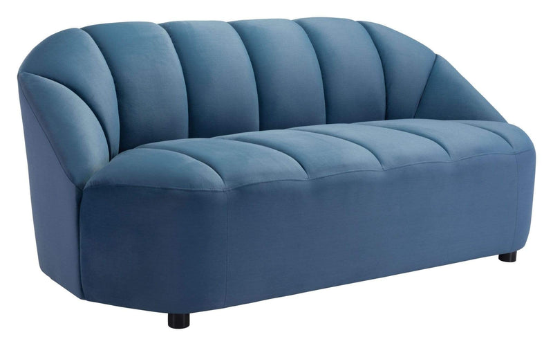 Sofas Velvet Sofa - 67.7" x 36.2" x 30.7" Dark Blue Velvet, Pine, Plywood, MDF, Zinc Alloy, Sofa HomeRoots