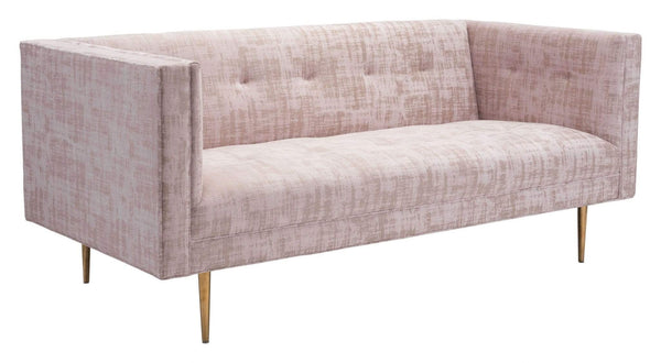 Sofas Velvet Sofa - 70.1" x 34.6" x 29.9" Pink Velvet, Stainless Steel, Pinewood, Plywood & MDF, Sofa HomeRoots