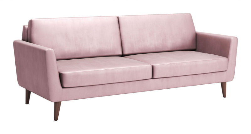 Sofas Velvet Sofa - 85" x 35" x 37" Pink Velvet, Alder Wood, Foam, Fabric & Fiber, Sofa HomeRoots