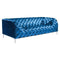 Sofas Velvet Sofa - 85" X 36.5" X 28" Blue Velvet Sofa HomeRoots