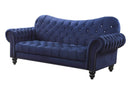 Sofas Velvet Sofa - 91" X 42" X 31" Navy Velvet Sofa HomeRoots