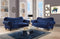 Sofas Velvet Sofa - 91" X 42" X 31" Navy Velvet Sofa HomeRoots