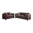 Sofas Velveteen 2 Piece Sofa Set With Accent Pillows In Brown Benzara