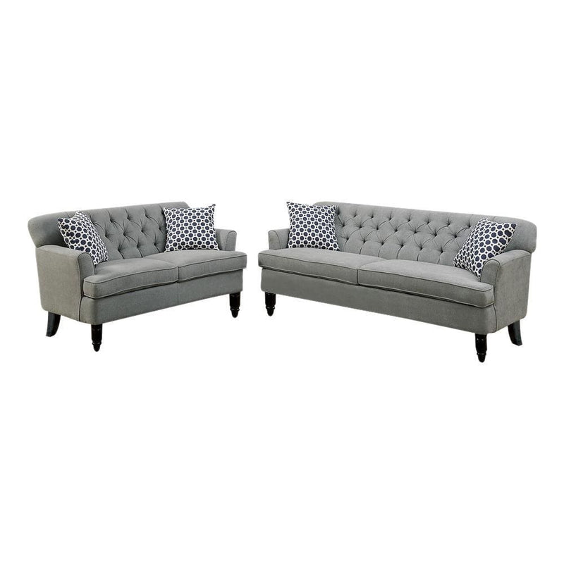 Sofas Velveteen Fabric 2 Piece Sofa Set In Taupe Gray Benzara