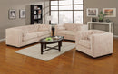 Sofas Velvety Sofa With Clean Upholstery, Beige Benzara