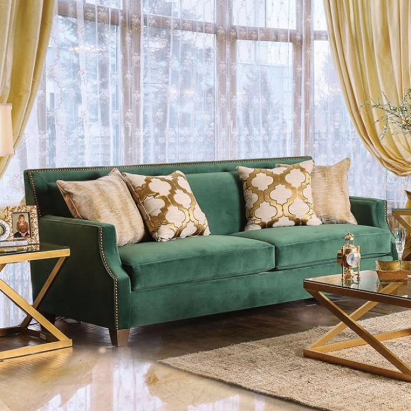 Sofas Verdante Sofa With Gold Tonned Pillows Benzara