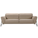 Sofas Wooden Sofa - 30" Taupe Leather, Iron, and Wood Sofa and Chair Set HomeRoots