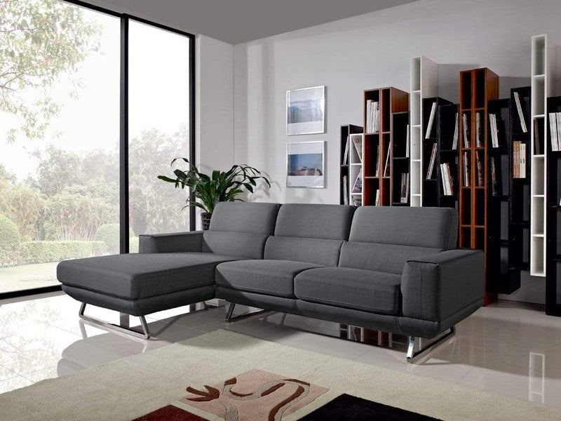 Sofas Wooden Sofa - 33" Dark Grey Fabric, Foam, Wood, and Steel Sectional Sofa HomeRoots