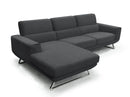 Sofas Wooden Sofa - 33" Dark Grey Fabric, Foam, Wood, and Steel Sectional Sofa HomeRoots