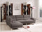 Sofas Wooden Sofa - 34" Brown Fabric, Foam, Wood, and Steel Sectional Sofa HomeRoots