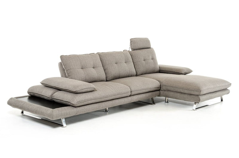 Sofas Wooden Sofa - 34" Grey Fabric, Foam, Wood, and Steel Sectional Sofa HomeRoots