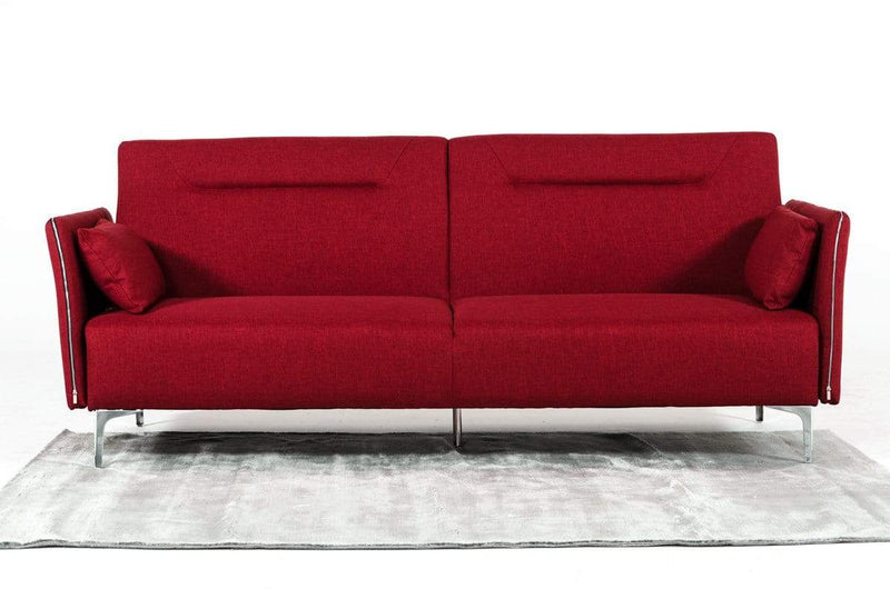 Sofas Wooden Sofa - 35" Red Fabric, Foam, Steel, and Wood Single Sofa HomeRoots