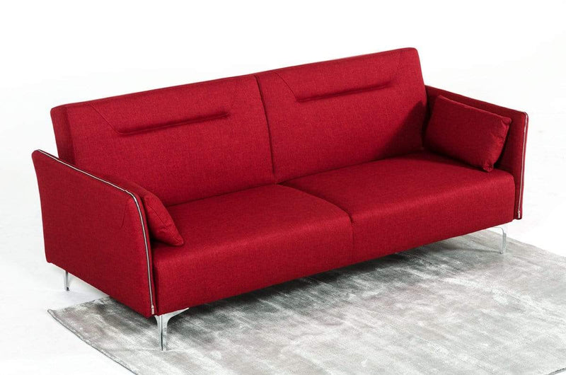 Sofas Wooden Sofa - 35" Red Fabric, Foam, Steel, and Wood Single Sofa HomeRoots