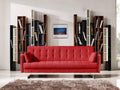 Sofas Wooden Sofa - 35" Red Fabric, Foam, Wood, and Steel Sofa Bed HomeRoots