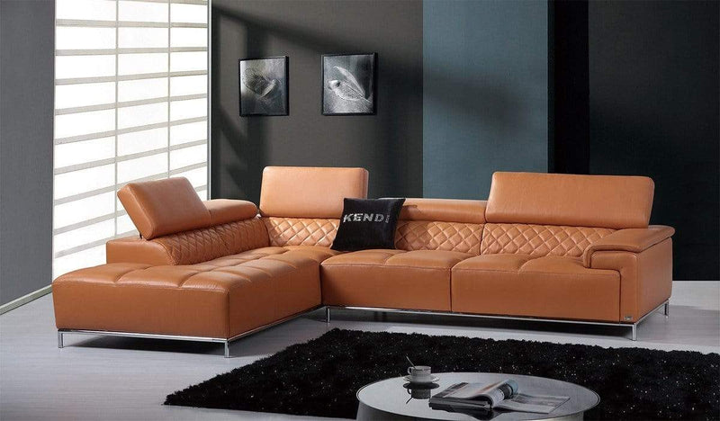 Sofas Wooden Sofa - 36" Orange Leather, Foam, Metal, and Wood Sectional Sofa HomeRoots