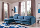 Sofas Wooden Sofa - 37" Blue Fabric, Foam, Wood, and Steel Sectional Sofa HomeRoots