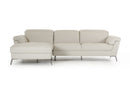 Sofas Wooden Sofa - 37" Light Grey Eco-Leather, Foam, Steel, and Wood Sectional Sofa HomeRoots