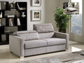 Sofas Wooden Sofa - 38" Grey Fabric, Foam, Wood, and Steel Sofa Bed HomeRoots