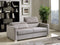 Sofas Wooden Sofa - 38" Grey Fabric, Foam, Wood, and Steel Sofa Bed HomeRoots