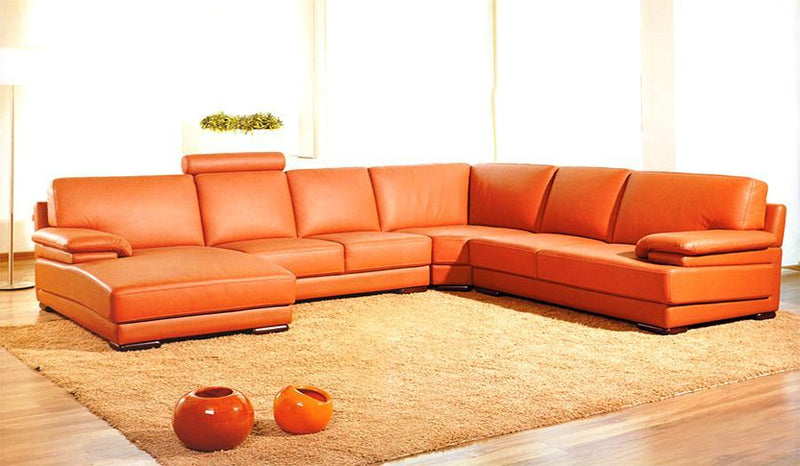 Sofas Wooden Sofa - 39" Orange Leather and Wood Sectional Sofa HomeRoots