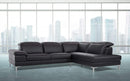 Sofas Wooden Sofa - 48" Black Eco-Leather, Wood, Steel, and Foam Sectional Sofa HomeRoots