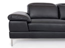 Sofas Wooden Sofa - 48" Black Eco-Leather, Wood, Steel, and Foam Sectional Sofa HomeRoots