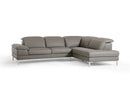 Sofas Wooden Sofa - 48" Grey Eco-Leather, Wood, Steel, and Foam Sectional Sofa HomeRoots