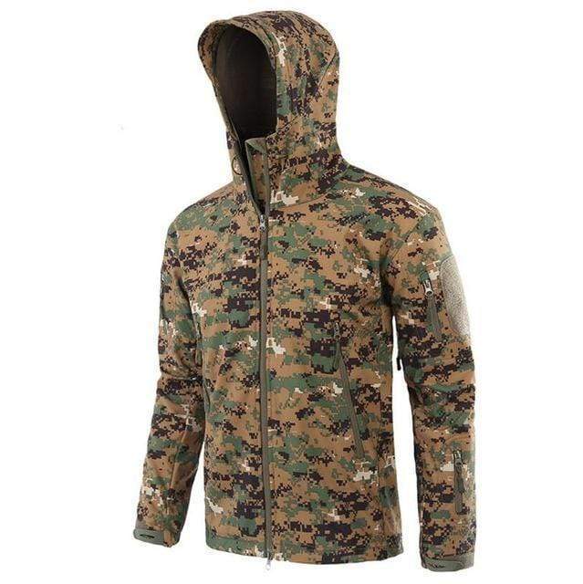 Softshell Military Tactical Jacket For Men / Waterproof Coat / Camouflage Hooded Army AExp