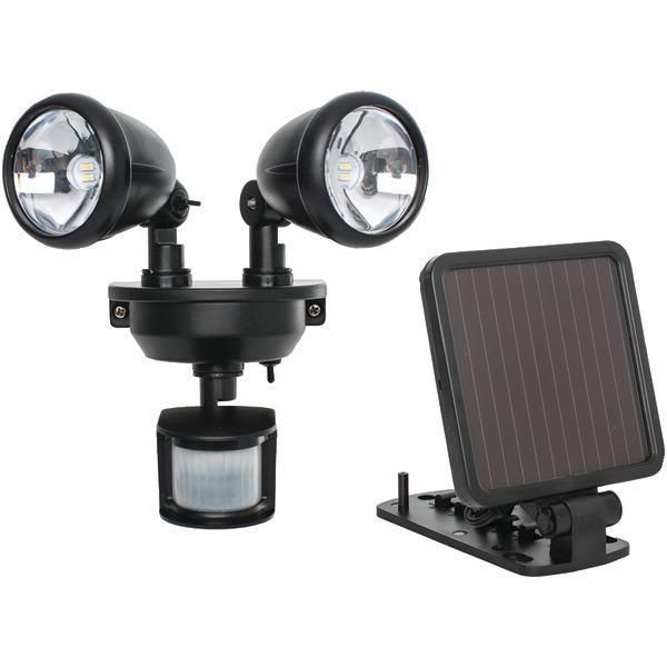 Solar-Powered Dual-Head LED Security Spotlight (Black)-Solar, Motion Detection & Specialty Lights-JadeMoghul Inc.