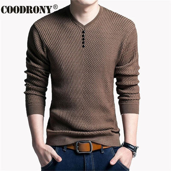 Solid Color Pullover For Men / V-Neck Sweater-Black-S-JadeMoghul Inc.