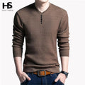 Solid Color Pullover For Men / V-Neck Sweater-Khaki-S-JadeMoghul Inc.
