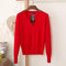 Solid Color Women Knitted Cardigan-Red-XXL-JadeMoghul Inc.