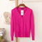 Solid Color Women Knitted Cardigan-Rose Red-XXL-JadeMoghul Inc.