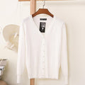 Solid Color Women Knitted Cardigan-White-XXL-JadeMoghul Inc.
