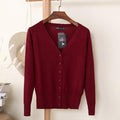 Solid Color Women Knitted Cardigan-Wine Red-XXL-JadeMoghul Inc.