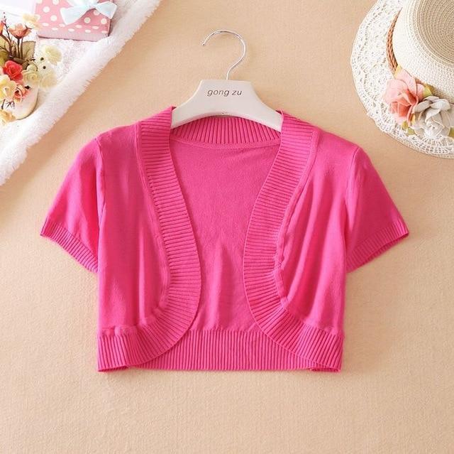 Solid Knit Cap Sleeve Shrug JadeMoghul Inc. 