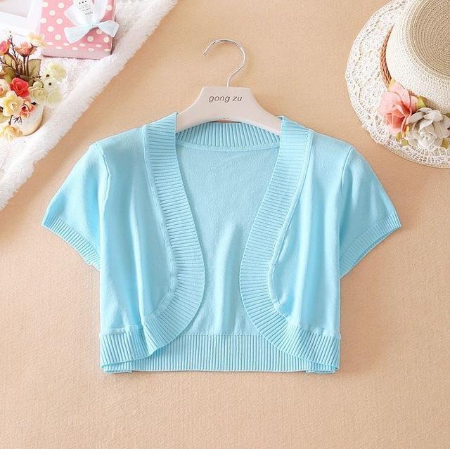 Solid Knit Cap Sleeve Shrug JadeMoghul Inc. 