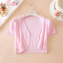 Solid Knit Cap Sleeve Shrug JadeMoghul Inc. 