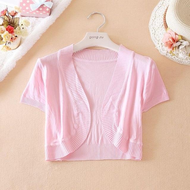 Solid Knit Cap Sleeve Shrug JadeMoghul Inc. 